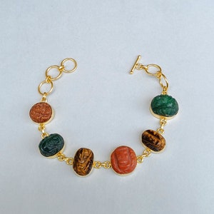 Beautiful Handmade Stone Lord Ganesh Bracelet | Natural Gemstone Ganesha Jewelry | Multi Stone Ganesh Bracelet | Women Bracelet | Bracelet