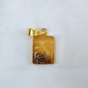 Hand Carved Agate Face Pendant | Carved Moon Face Pendant | Unique Moon Face Gift | Agate Carving Moon Face Pendant | Gift For Mom | Pendant