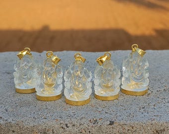 Sphatik Ganesh hanger, handgemaakte edelsteen Lord Ganesh, natuurlijke edelsteen Sphatik hanger, 5st Ganesh hanger, Ganesha, Gifting