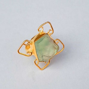 Natural Handmade Fluorite Stone Ring |Gold Ring | Fashionable Ring |Green Fluorite Ring |Brass Ring | Designer Fluorite Ring |Christmas Ring