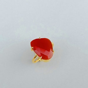 Unique Carnelian Stone Ring | Handmade Red Carnelian Stone Ring |Gold Ring | Cut Carnelian Stone Ring | Women Jewelry | Gift For Wife | Ring