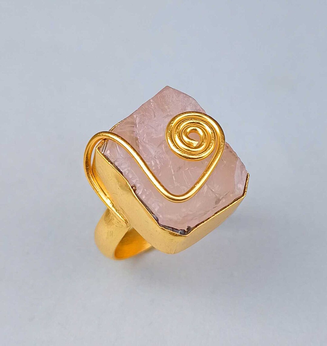Rough Rose Quartz Gemstone Ring Handmade Rose Quartz Jewelry Etsy UK