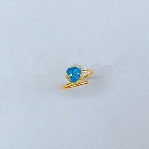 Natural Blue Apatite Stone Ring |Handmade Blue Apatite Gemstone Ring | Gold Ring | Mini Apatite Stone Ring | Statement Raw Stone Ring | Ring