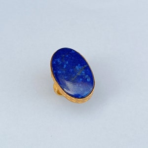 Unique Handmade Lapis Lazuli Ring | Lapis Lazuli Gemstone Jewelry | Dainty Gold Ring | Oval Lapis Lazuli Ring | Anniversary Ring | Wife Ring