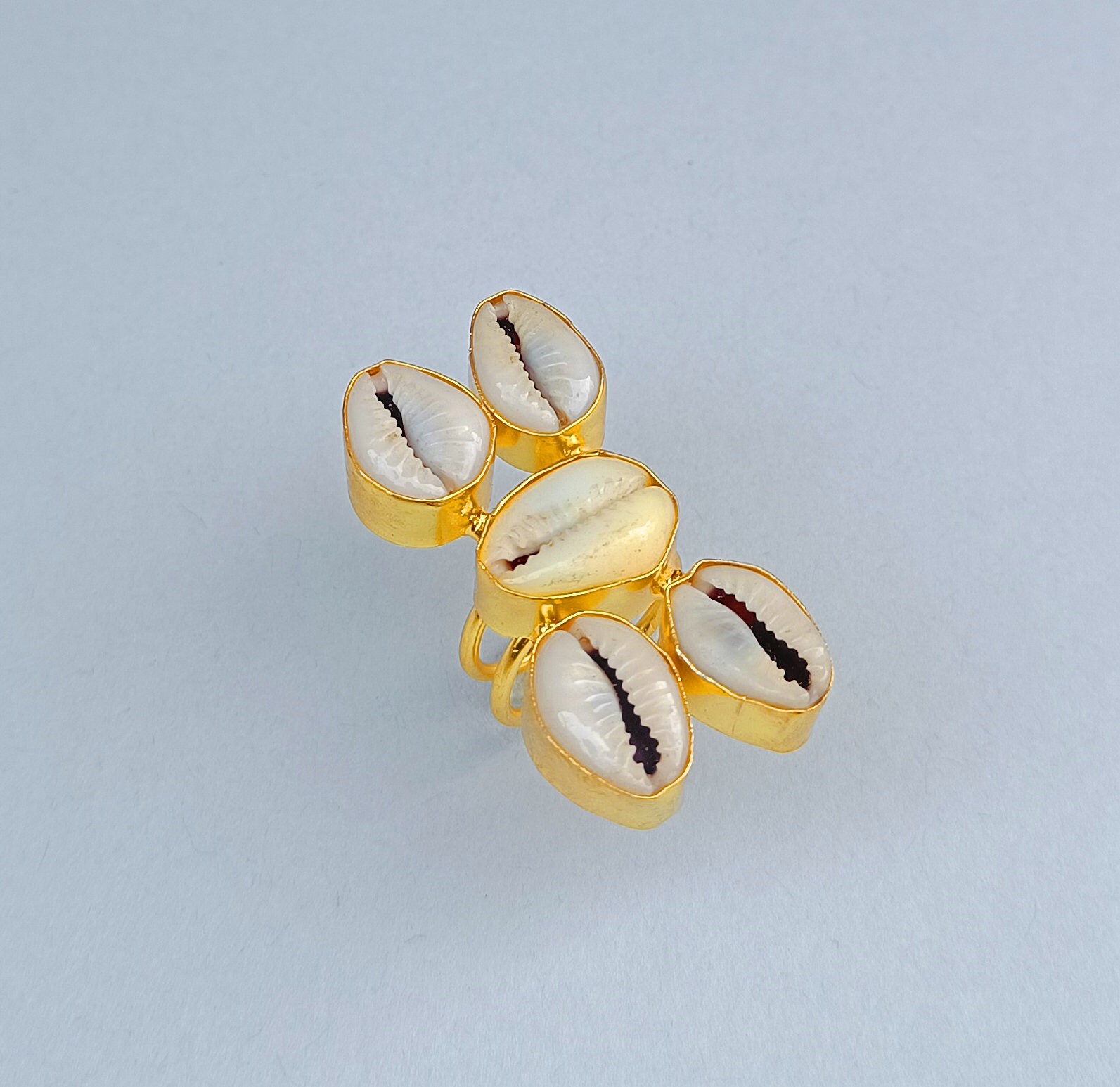 Wirequeen Artisan Wire Wrap Cowrie Shell Ring in 18 Gage SS Sizes 8 9 ...