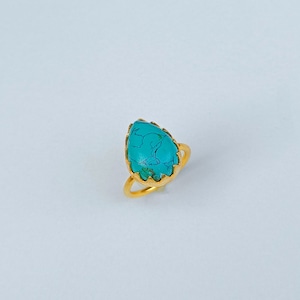 Dainty Turquoise Ring | Handmade Gemstone Turquoise Ring | Gold Ring | Blue Gemstone Ring | Pear Turquoise Ring | Ring For Women | Gift Ring