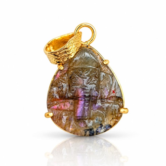 Flashy Labradorite Ganesha, Handmade, Natura, Gemstone, Lord Ganesh Face, Jewelry, Christmas Gift, Pendant
