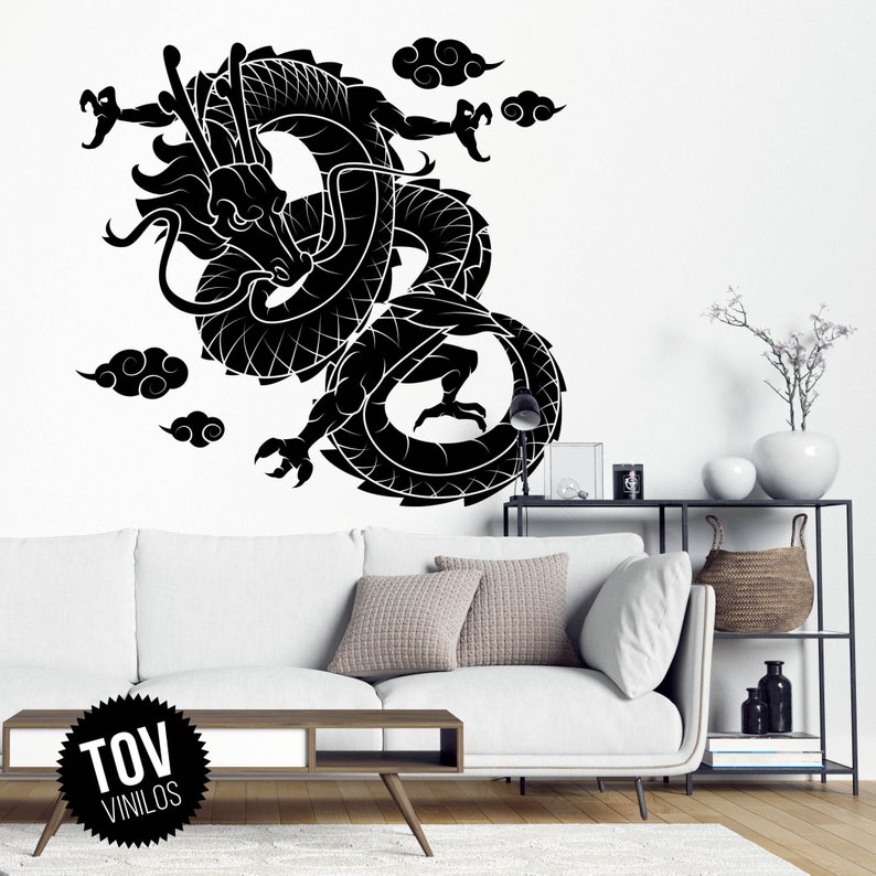 Japanese Dragon Vinyl Wall Decal Dragon Wall Sticker Japan Etsy