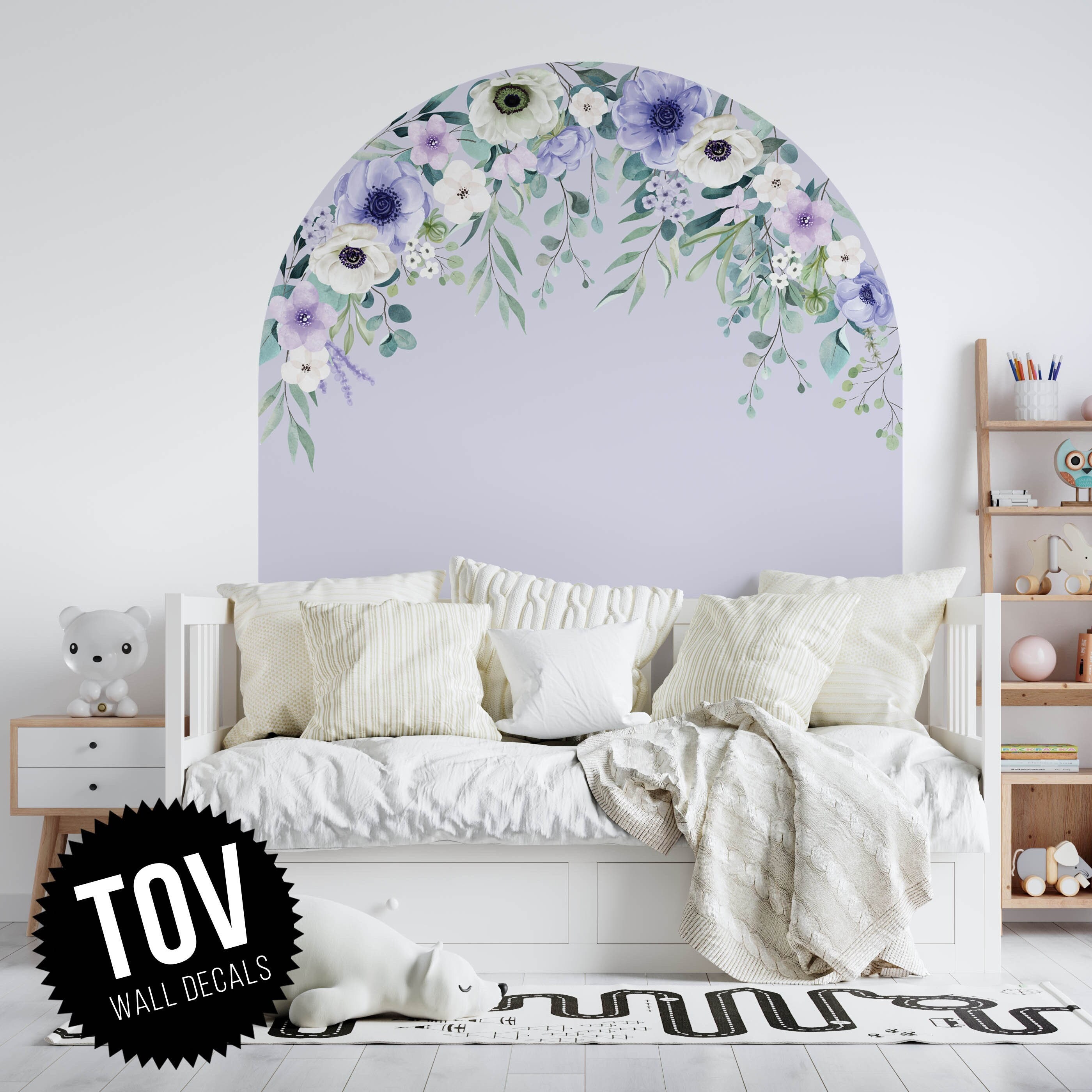 Bed size arch sticker flowers wall decal Flowers arch arch Etsy