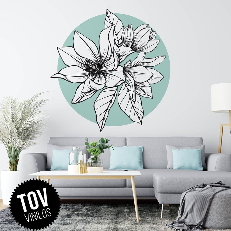 Flowers Wall Decal Magnolia Wall Sticker Magnolia Vinyl Etsy