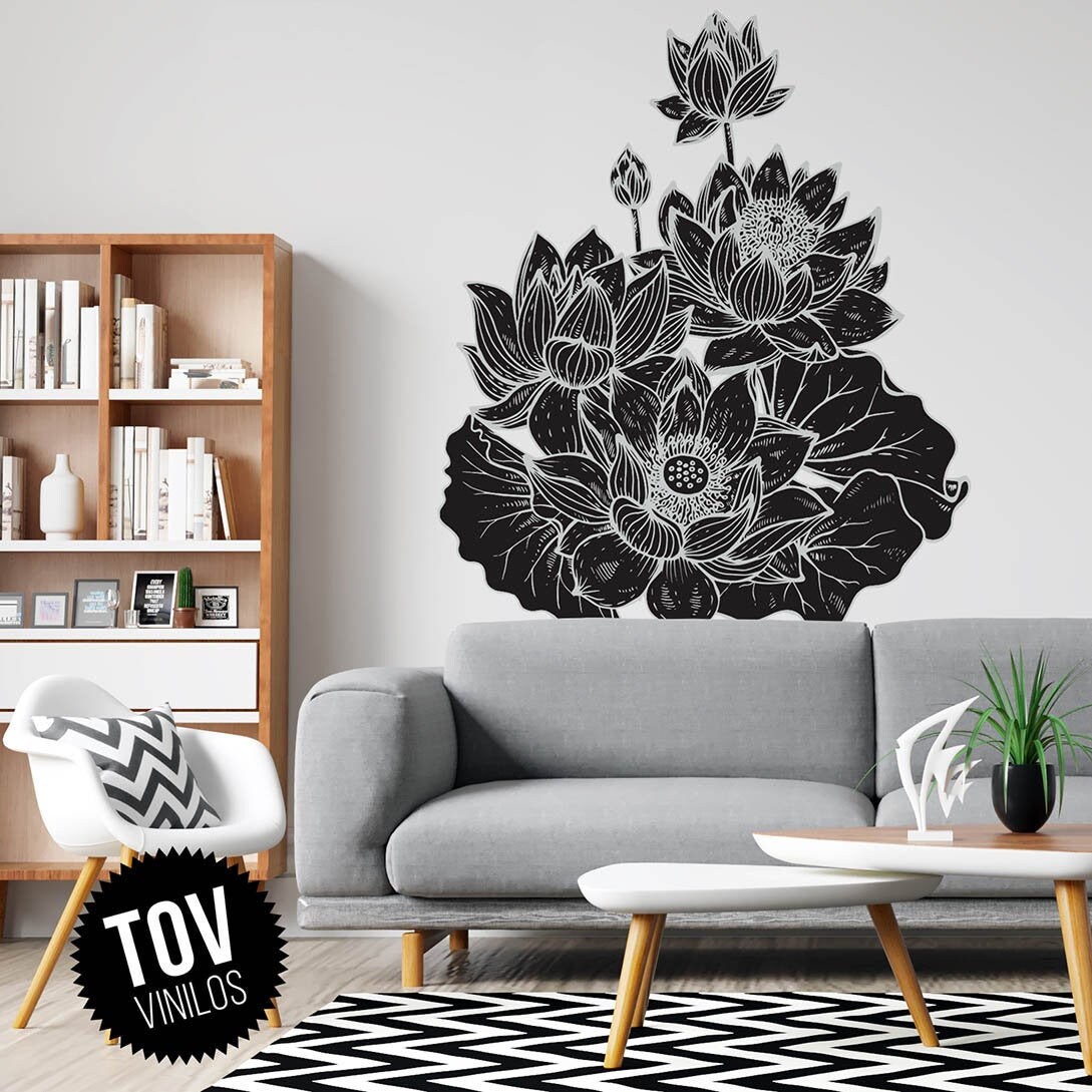 Lotus Flower Decal Flower wall decal black lotus art black Etsy