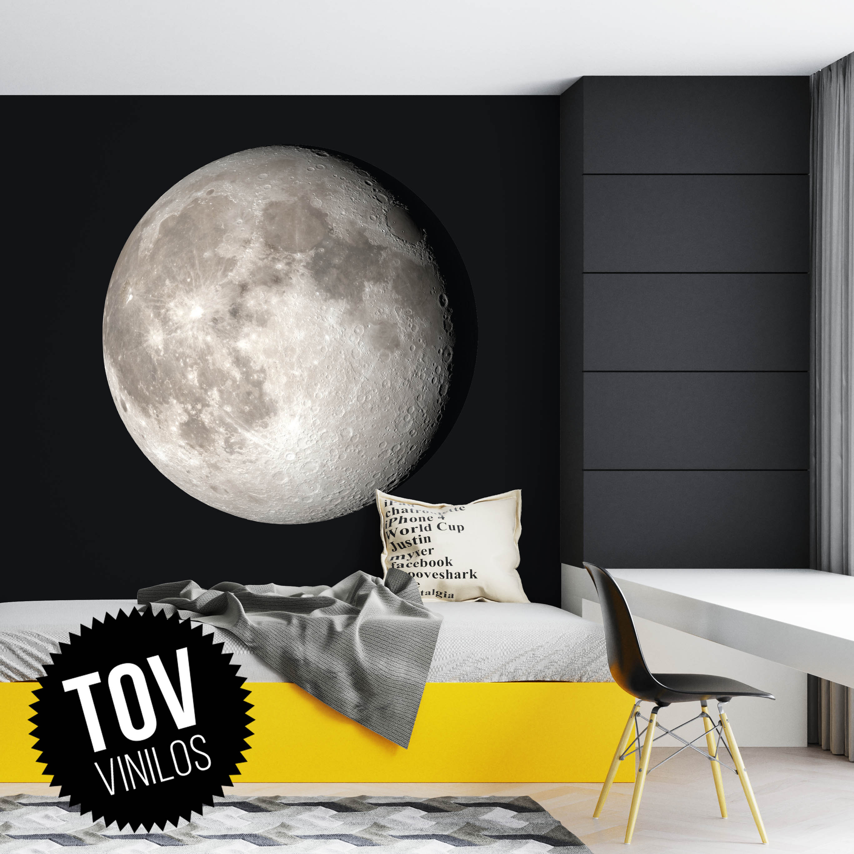 Full Moon Wall Decal Cool Above Bed Decor Removable Etsy