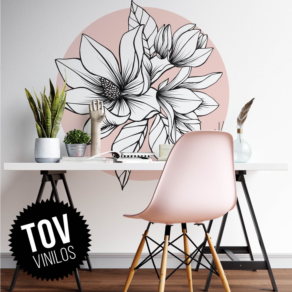 Flowers Wall Decal Magnolia Wall Sticker Magnolia Vinyl Etsy