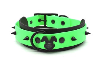 Neon Green - Custom Leather Feel Spiked Pup Collar