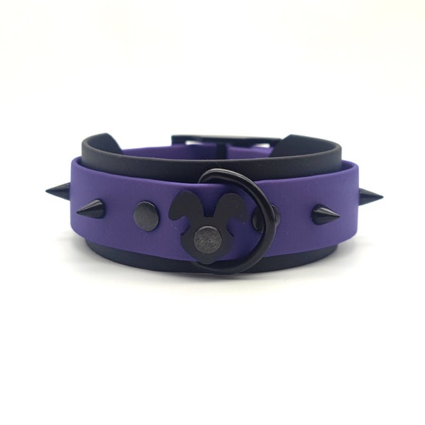 Purple - Custom Leather Feel Spiked Pup Collar