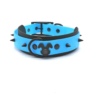 Baby Blue - Custom Leather Feel Spiked Pup Collar