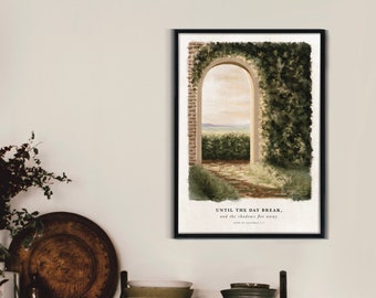 KJV printables, Original vintage sunlit archway, Countryside wall art, Landscape Oil Painting, Sunset print, Digital download, 8 sizes