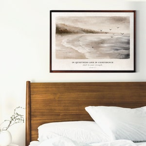KJV printables, Original vintage beach print, Neutral wall art, Beach Landscape Painting, Digital download, 8 sizes