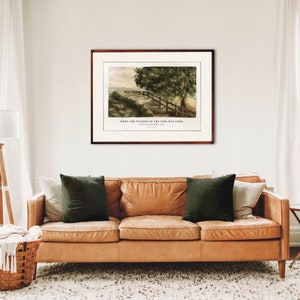 May include: A watercolor painting of a path leading through a field with a fence and a tree. The painting has a quote from the Bible, "When the fullness of the time was come, God sent forth his Son."