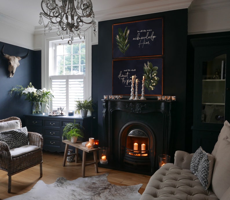 KJV Printables Navy Wall Art Set of 2 Living Room Set Etsy UK