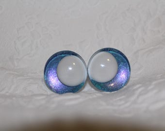Olhos de segurança que mudam de cor e são pintados à mão: névoa de mirtilo, olhos de amigurumi com glitter