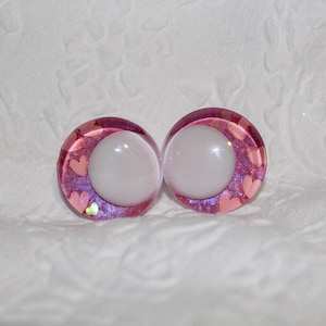 Hand-Painted Color-Shifting Safety Eyes: Cupid&#39;s Cotton Candy, Glittery Amigurumi Eyes