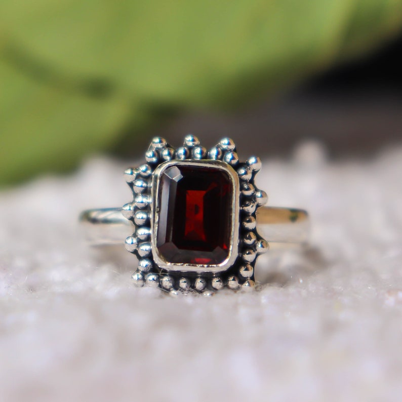 Garnet Ring Beautiful Ring 925 Sterling Silver Ring Designer Ring Boho Natural Garnet Ring Statement Ring Handmade Garnet Jewellery
