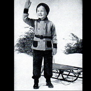 Knitted 1940s Snow Suit Pattern/ Vintage American Winter Outfit/ Complete Winter Outfit with Hat and Mittens