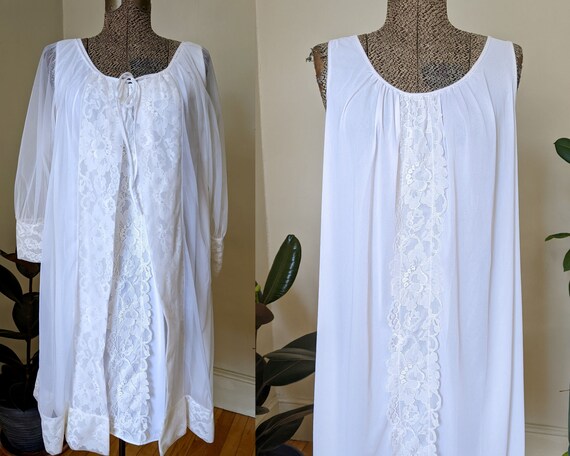 Vintage 1960's Sheer White Nightie Cover Bed Jacket Medium 