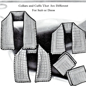 1920s Pattern for Detachable Knitted Collars and Cuffs/ Antique Knitting and Crochet