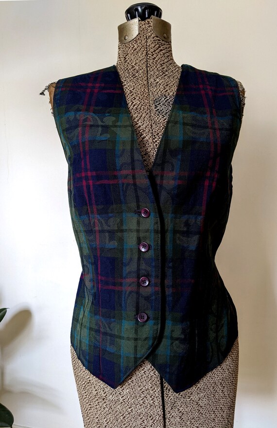 90s Pendleton Wool Plaid and Paisley Vest/Waistco… - image 3