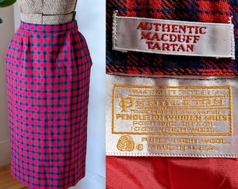 Plaid Wool Pendelton Pencil Skirt/ MacDuff Tartan/ 26" Waist