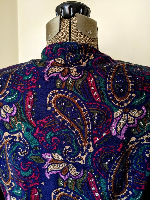 80s Purple Jewel Tone Paisley Dress with Suede Co… - image 6