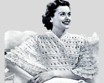 50s Boudoir Bed Jacket/Knit and Crochet Hairpin Lace Pattern