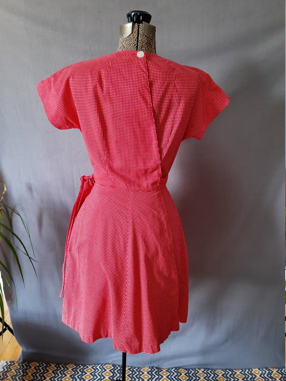 50s Swirl Wrap Dress/ Vintage Red and ...