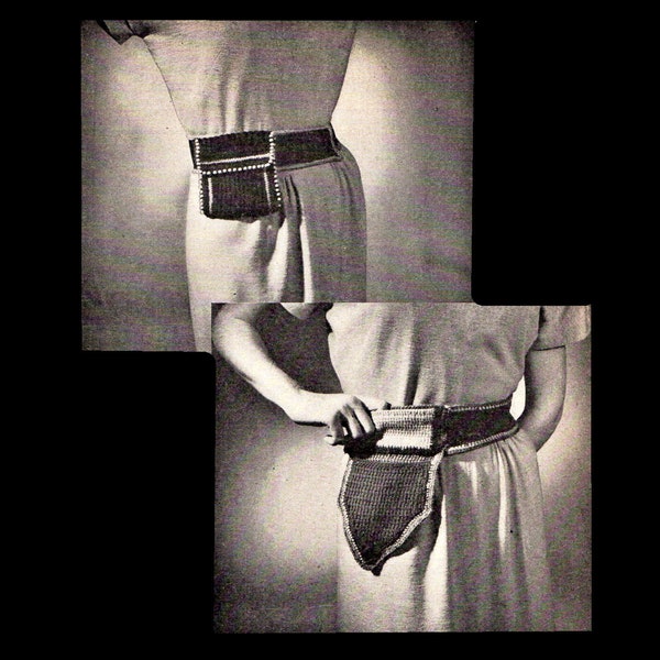 1940s Crocheted Belt Purse/ Pattern for Pocket Belt/ Vintage Fanny Pack/ Womens Day Annual 1947