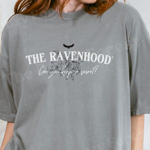 The Ravenhood Series Tshirt, Licensed Kate Stewart Book Merch, Can you Keep a Secret? Dark Romance Book Merch, Floral Raven Wings Shirt