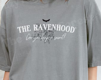 The Ravenhood Series Tshirt, Licensed Kate Stewart Book Merch, Can you Keep a Secret? Dark Romance Book Merch, Floral Raven Wings Shirt