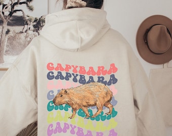Capybara Shirt, Capybara Sweatshirt, Capybara Hoodie, Back Print Retro Hoodie, Capybara Gift, Aesthetic Hoodie, Animal Hoodie