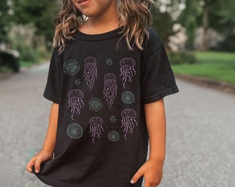 Moon Jellies Kids Comfort Color Graphic Tee Moon Jellyfish Shirt Ocean Animals Shirt Oceancore Beachy Mermaidcore Sea Animals Tshirt Girls