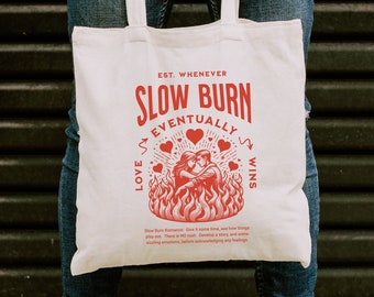 Slow Burn Book Tropes Tote Bag, Enemies to Lovers Downtown Girl Bookstagram Romantasy Booktok Merch Dark Romance Bookish Things Spicy Books