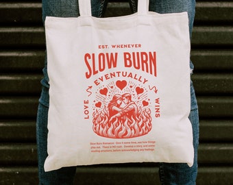 Slow Burn Book Tropes Tote Bag, Vijanden van Lovers Downtown Girl Bookstagram Romantasy Booktok Merch Donkere Romantiek Leesachtige Dingen Pittige Boeken