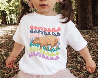 Capybara Shirt Kids Capybara Toddler Graphic Tshirt Capybara Gift Retro Kids Tee Preppy Animal Lover Shirts for Kids Capy T Shirt Girls