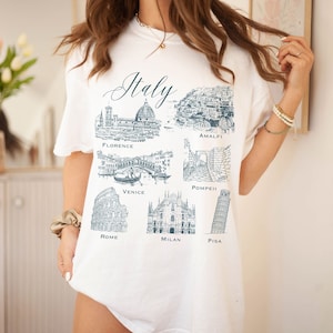 Italy Shirt Comfort Colors Tee Italian Locations Florence Rome Venice Pompei Milan Pisa Amalfi Tshirt Ancient Ruins Shirt Light Academia Tee