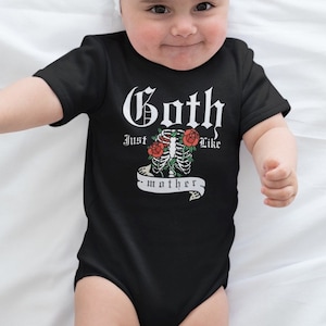 Goth Baby Clothes, Goth Baby Shower Gift, Skeleton Baby Bodysuit, Alt Baby Clothes, Dark Academia Baby, Gothic Baby, Tattoo Baby Bodysuit