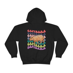Capybara Shirt, Capybara Sweatshirt, Capybara Hoodie, Rückendruck Retro Hoodie, Capybara Geschenk, ästhetischer Hoodie, Tier Hoodie Black
