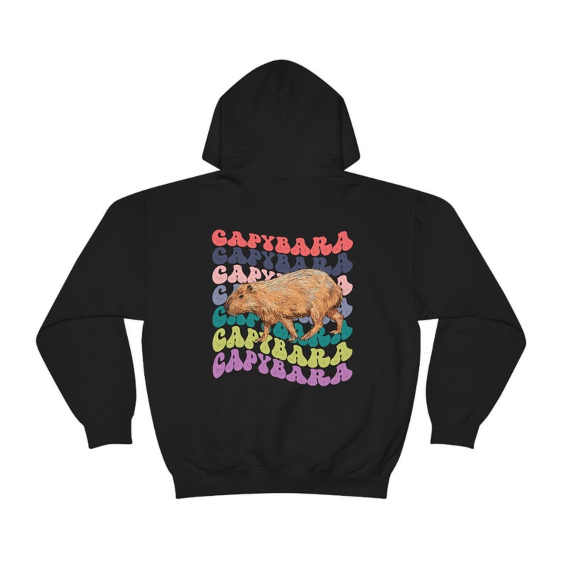 Capybara Shirt, Capybara Sweatshirt, Capybara Hoodie, Rückendruck Retro Hoodie, Capybara Geschenk, ästhetischer Hoodie, Tier Hoodie Black