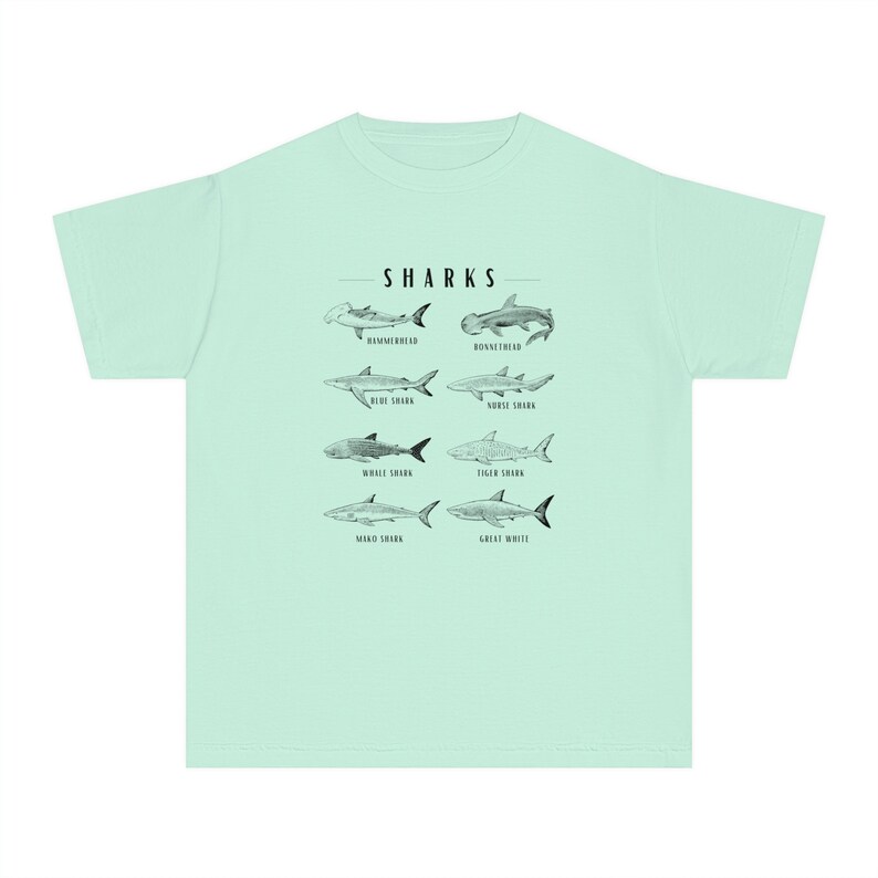 Shark Shirt for Kids, Comfort Colors Beachy Shirts Kids Gender Neutral Kids Clothes Whale Shark TShirt Great White Shark Nurse Shark Island Reef