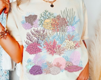 Coral Reef Shirt Comfort Colors Ocean Shirt Oceancore Mermaidcore CrustraceanCore Trendy Summer Shirts Boho Botanical Graphic TShirt