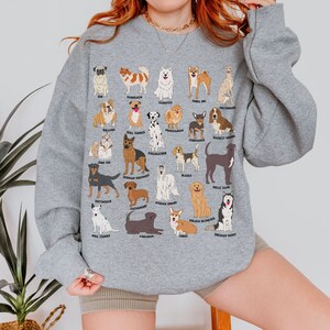 Dog Sweatshirt, Dog Breed Shirt Dog Shirt Types of Dogs Animal Lover Gift Neutral Adult Shirts Pug Greyhound Dachshund Lab Corgi Great Dane